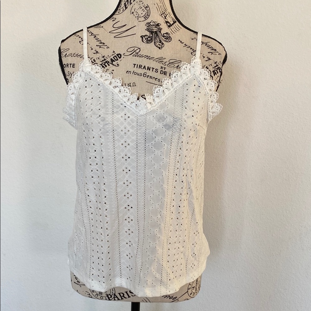 Elegant White Lace Trim Cami Top